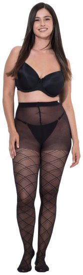 Ulla Popken 849049 Collant à rayures 40 den Noir - Collants & chaussettes - 