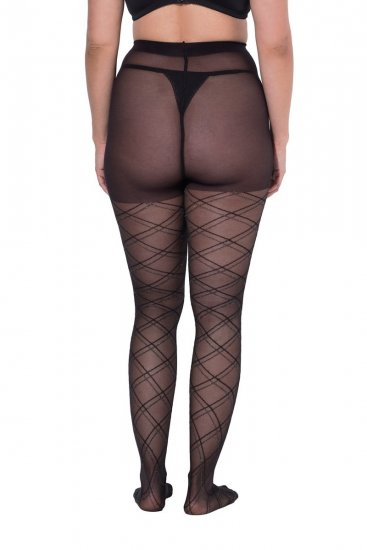 Ulla Popken 849049 Collant à rayures 40 den Noir - Collants & chaussettes - 