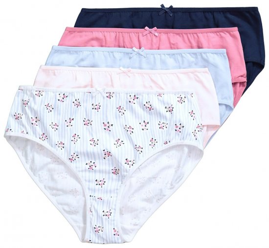 Ulla Popken 849098 Culottes à fleurs lot de 5 Bleu clair - Culottes - 