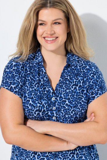 Ulla Popken 849144 Pyjama à imprimé animal Bleu marine - Pyjamas/vêtements de détente - 