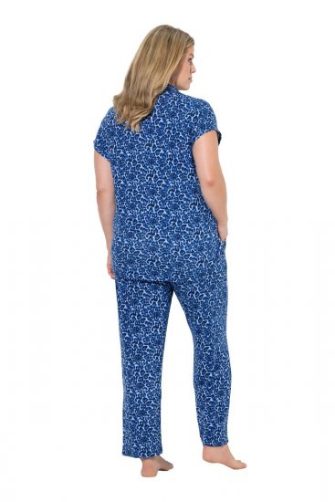 Ulla Popken 849144 Pyjama à imprimé animal Bleu marine - Pyjamas/vêtements de détente - 