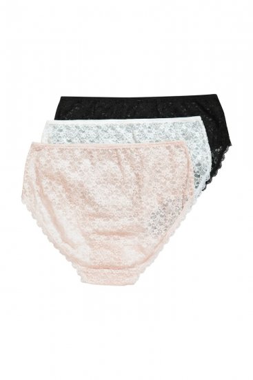 Ulla Popken 849194 Culottes à fleurs en dentelle lot de 3 Noir - Culottes - 
