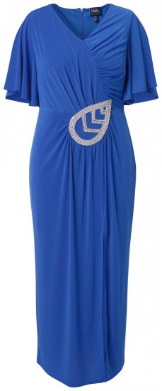 Ulla Popken 849530 Robe de soirée imprimée à strass Bleu roi - Robes de soirée - Robes de soirée grande taille