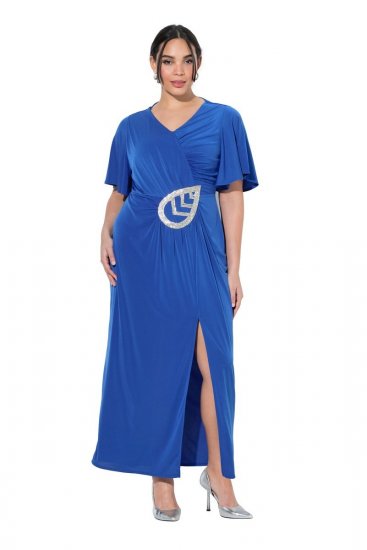 Ulla Popken 849530 Robe de soirée imprimée à strass Bleu roi - Robes de soirée - Robes de soirée grande taille