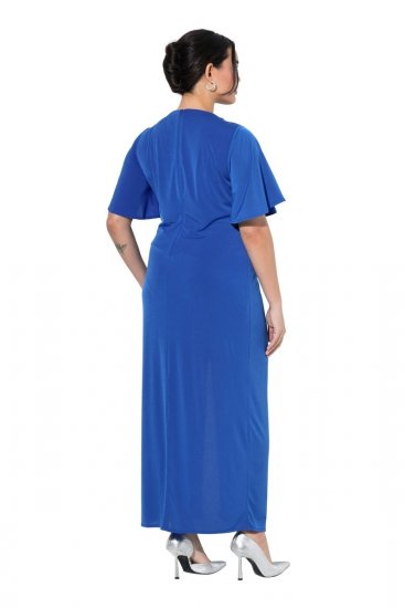 Ulla Popken 849530 Robe de soirée imprimée à strass Bleu roi - Robes de soirée - Robes de soirée grande taille