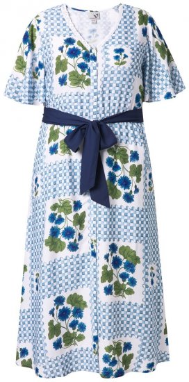 Ulla Popken 849662 Robe chemise fleurie Blanc cassé - Robes midi - Robes midi grande taille