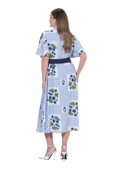 Ulla Popken 849662 Robe chemise fleurie Blanc cassé - Robes midi - Robes midi grande taille