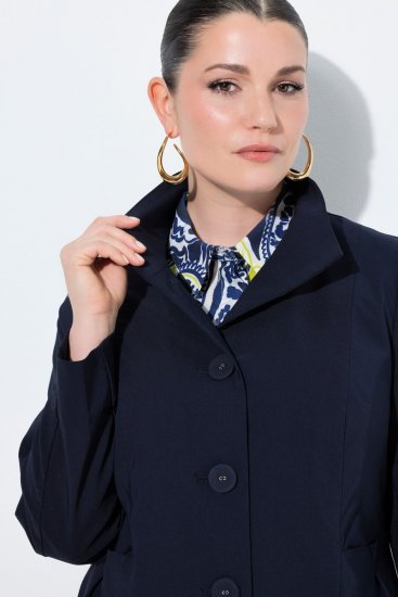 Ulla Popken 849803 Manteau stretch à col haut Bleu marine - Manteaux - Manteaux femme grande taille
