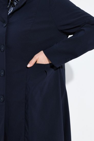 Ulla Popken 849803 Manteau stretch à col haut Bleu marine - Manteaux - Manteaux femme grande taille