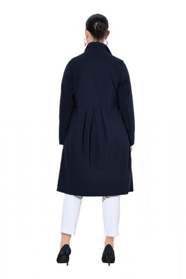 Ulla Popken 849803 Manteau stretch à col haut Bleu marine - Manteaux - Manteaux femme grande taille
