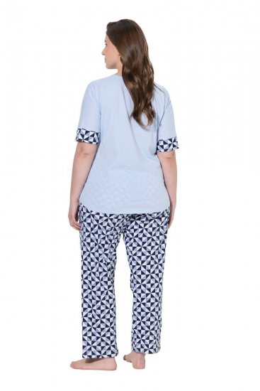 Ulla Popken 849850 Pyjama à carreaux Bleu clair - Pyjamas/vêtements de détente - 