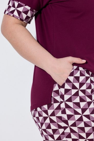 Ulla Popken 849850 Pyjama à carreaux Rouge baie - Pyjamas/vêtements de détente - 