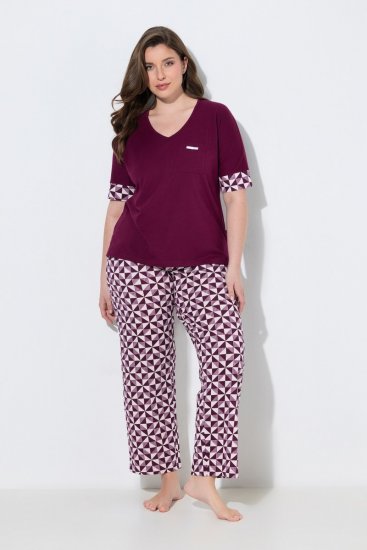 Ulla Popken 849850 Pyjama à carreaux Rouge baie - Pyjamas/vêtements de détente - 