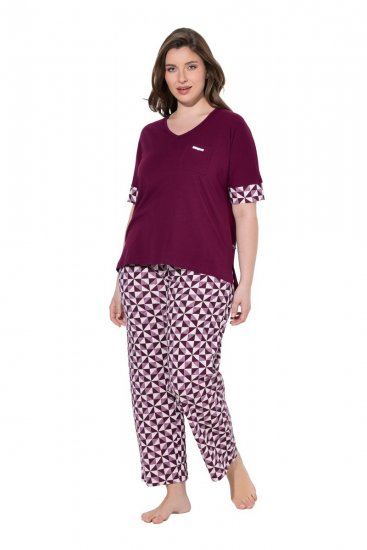 Ulla Popken 849850 Pyjama à carreaux Rouge baie - Pyjamas/vêtements de détente - 