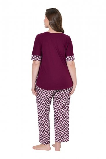 Ulla Popken 849850 Pyjama à carreaux Rouge baie - Pyjamas/vêtements de détente - 
