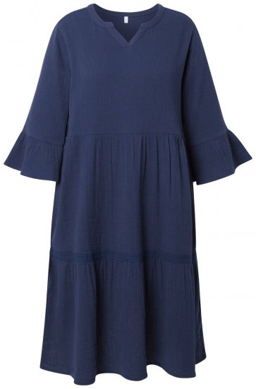 Ulla Popken 849856 Robe à volants Bleu marine - Robes midi - Robes midi grande taille