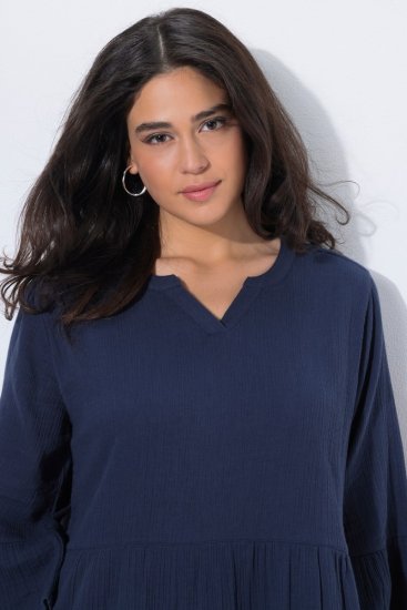 Ulla Popken 849856 Robe à volants Bleu marine - Robes midi - Robes midi grande taille