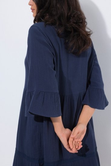 Ulla Popken 849856 Robe à volants Bleu marine - Robes midi - Robes midi grande taille