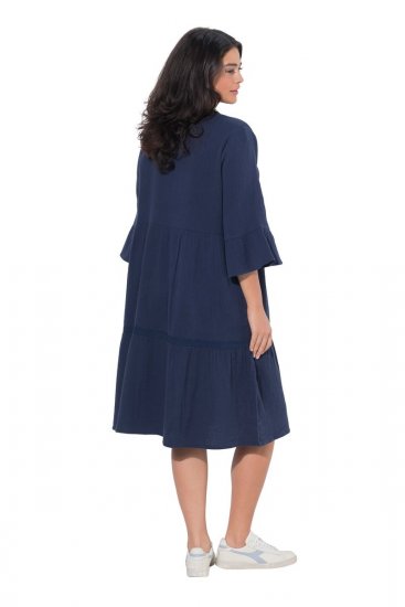 Ulla Popken 849856 Robe à volants Bleu marine - Robes midi - Robes midi grande taille