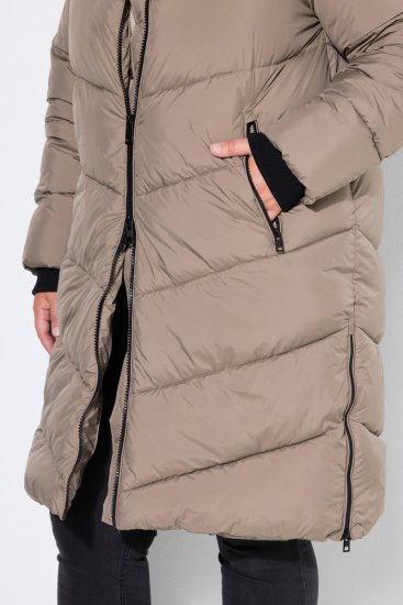 Ulla Popken 850041 Manteau matelassé Taupe - Manteaux - Manteaux femme grande taille