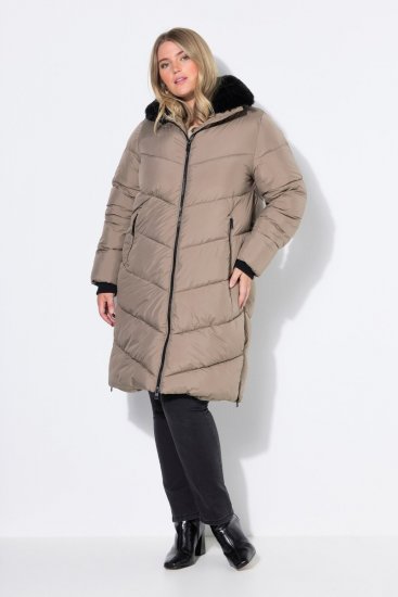 Ulla Popken 850041 Manteau matelassé Taupe - Manteaux - Manteaux femme grande taille