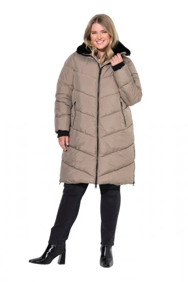Ulla Popken 850041 Manteau matelassé Taupe - Manteaux - Manteaux femme grande taille