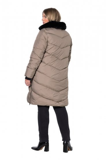 Ulla Popken 850041 Manteau matelassé Taupe - Manteaux - Manteaux femme grande taille