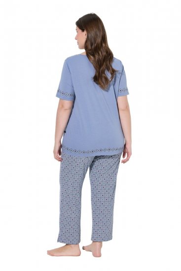 Ulla Popken 850045 Pyjama à manches courtes Bleu clair - Pyjamas/vêtements de détente - 