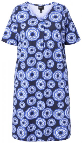 Ulla Popken 850121 Robe en jersey à manches courtes et col V Bleu - Robes en jersey - 