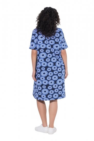 Ulla Popken 850121 Robe en jersey à manches courtes et col V Bleu - Robes en jersey - 
