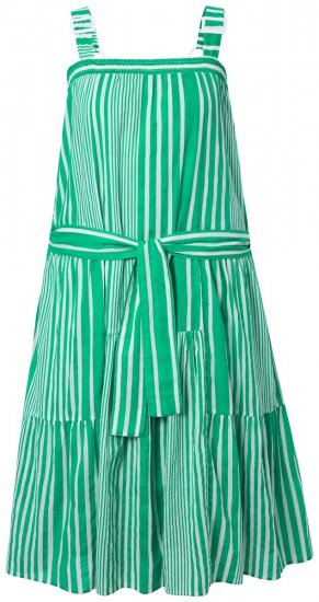 Ulla Popken 850197 Robe rayée à volants Vert - Robes d'été - Robes d'été grande taille