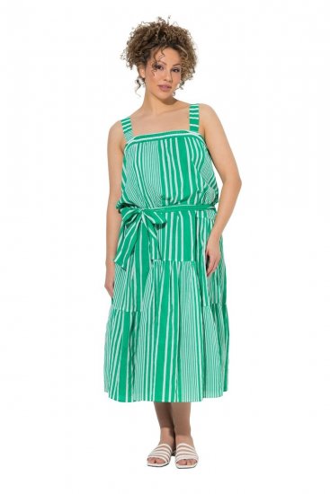 Ulla Popken 850197 Robe rayée à volants Vert - Robes d'été - Robes d'été grande taille