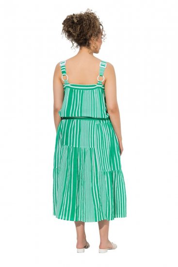 Ulla Popken 850197 Robe rayée à volants Vert - Robes d'été - Robes d'été grande taille