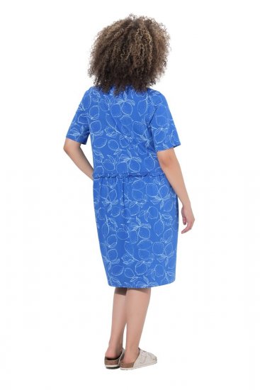 Ulla Popken 850204 Robe t-shirt imprimée à volants Bleu - Robes en jersey - 