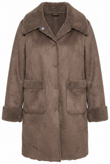 Ulla Popken 850251 Manteau teddy Marron clair - Manteaux - Manteaux femme grande taille