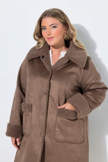 Ulla Popken 850251 Manteau teddy Marron clair - Manteaux - Manteaux femme grande taille