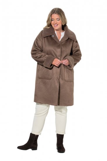 Ulla Popken 850251 Manteau teddy Marron clair - Manteaux - Manteaux femme grande taille