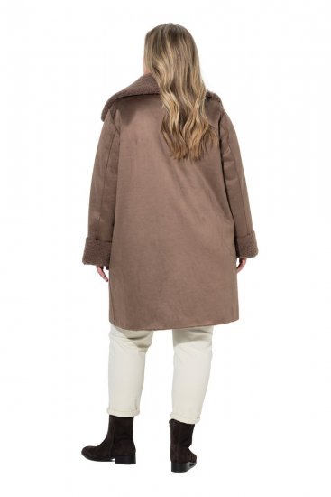 Ulla Popken 850251 Manteau teddy Marron clair - Manteaux - Manteaux femme grande taille