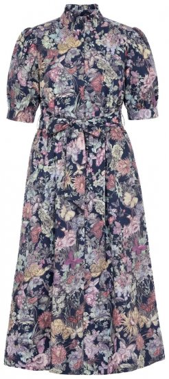 Ulla Popken 850298 Robe chemise fleurie Bleu marine - Robes maxi - Robes maxi grande taille