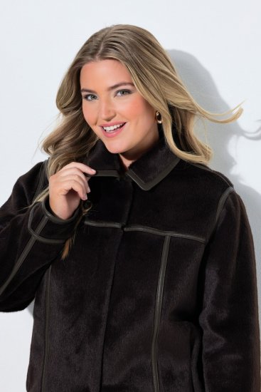 Ulla Popken 850310 Veste en fausse fourrure Marron foncé - Vestes - Vestes femme grande taille