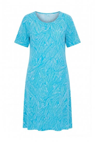Ulla Popken 850344 Robe t-shirt imprimée Turquoise - Robes midi - Robes midi grande taille