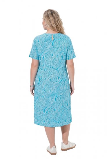 Ulla Popken 850344 Robe t-shirt imprimée Turquoise - Robes midi - Robes midi grande taille