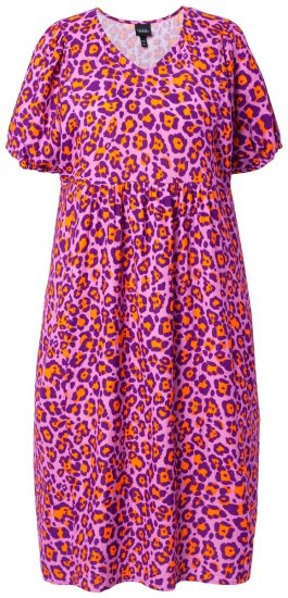 Ulla Popken 850346 Robe imprimée à col V Rose - Robes midi - Robes midi grande taille