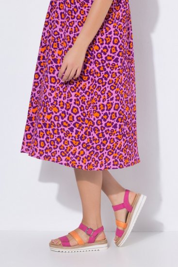 Ulla Popken 850346 Robe imprimée à col V Rose - Robes midi - Robes midi grande taille