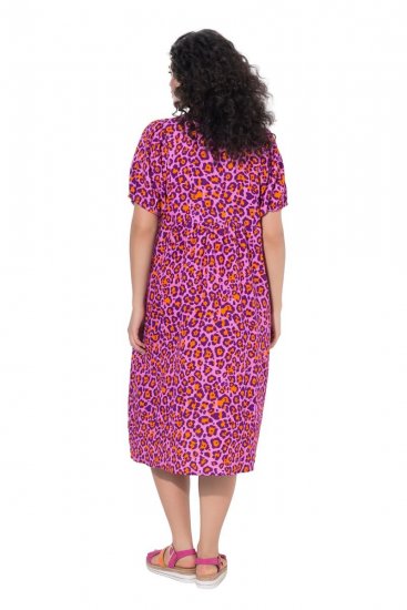 Ulla Popken 850346 Robe imprimée à col V Rose - Robes midi - Robes midi grande taille