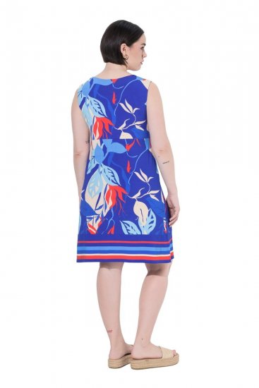 Ulla Popken 850367 Robe en jersey imprimée Bleu marine - Robes en jersey - 