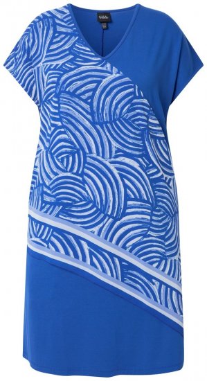 Ulla Popken 850389 Robe en mousseline imprimée Bleu - Robes - Robes pour toutes les tailles