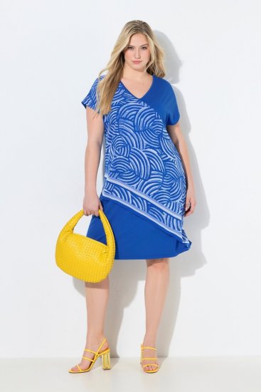 Ulla Popken 850389 Robe en mousseline imprimée Bleu - Robes - Robes pour toutes les tailles