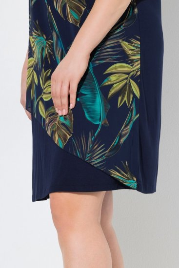 Ulla Popken 850393 Robe en mousseline imprimée Bleu marine - Robes d'été - Robes d'été grande taille