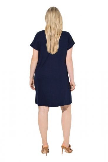 Ulla Popken 850393 Robe en mousseline imprimée Bleu marine - Robes d'été - Robes d'été grande taille